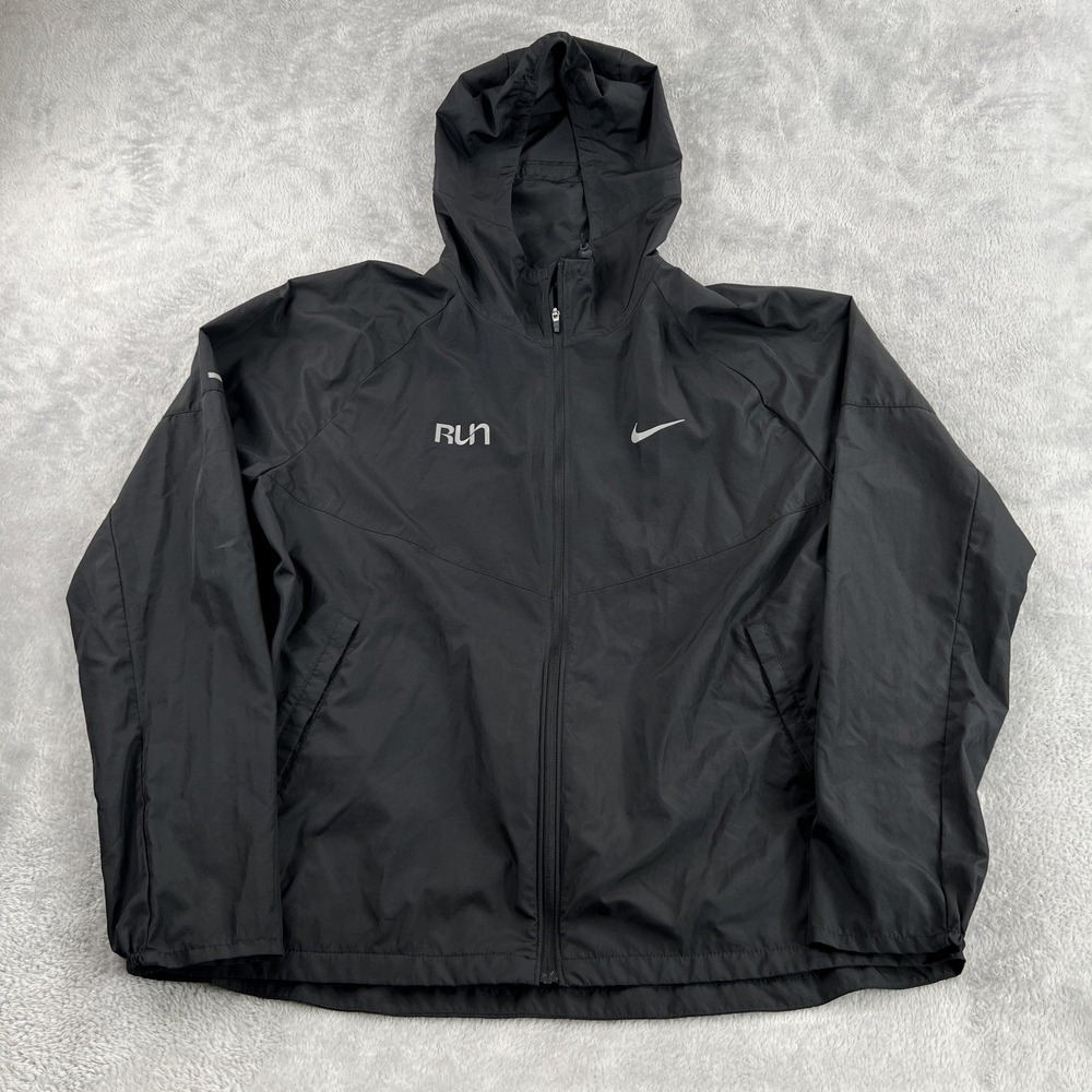 Nike Run Miler Repel L Hooded Windbreaker Jacket Black Reflective DD4746-010